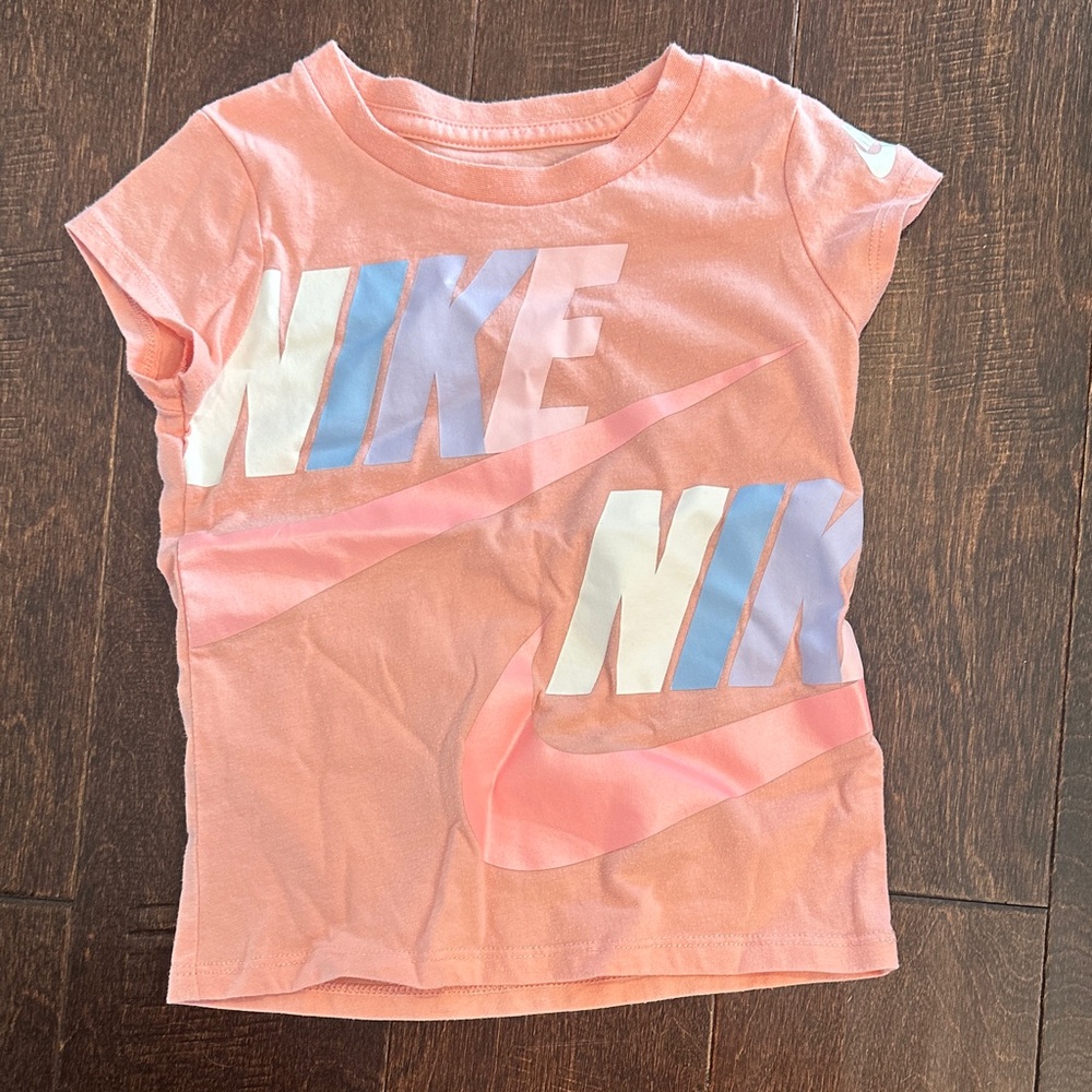 3/$15 Nike Pink Girls' Logo Tee with White & Light Blue Accents